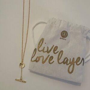 Gorjana Gold Tanner Toggle Lariat Necklace with Bar and Circle Pendant